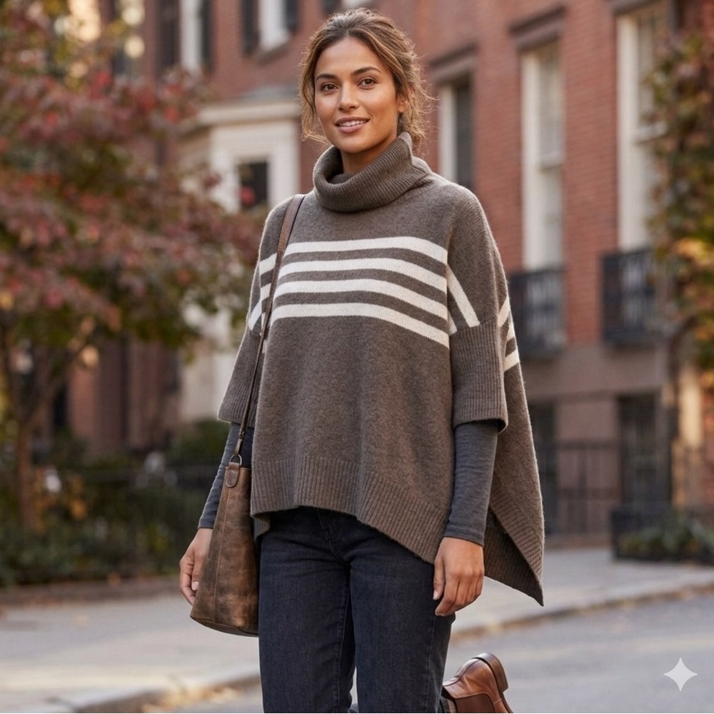 360 Sweater Sz S 100% Cashmere Relaxed Short Sleeve Sage Green Striped Sweater